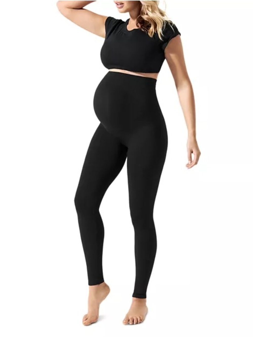 BLANQI Maternity Leggings M Belly Support Over Bump Black Yoga Active Athleisure